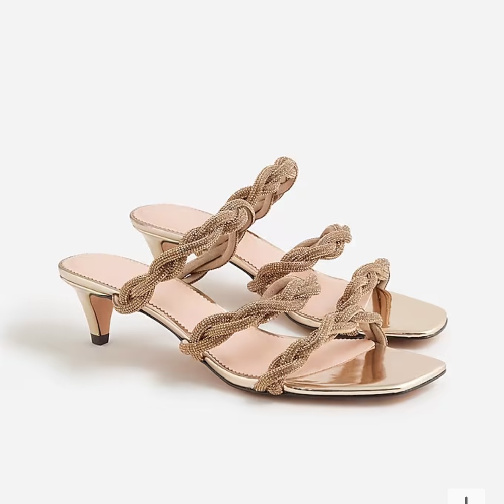 J. Crew Zadie Strappy Kitten Heels with Crystals